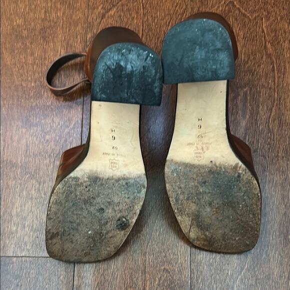 Via Spiga Rare Retro Square Toe Platform Heels, Embroidered Leather, Size 6 - Picture 14 of 15